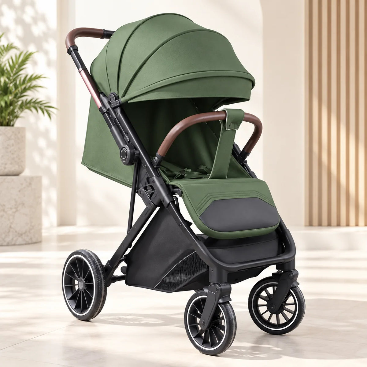 Halfri Luxury Foldable Baby Stroller β Premium Pram with Leather Handl