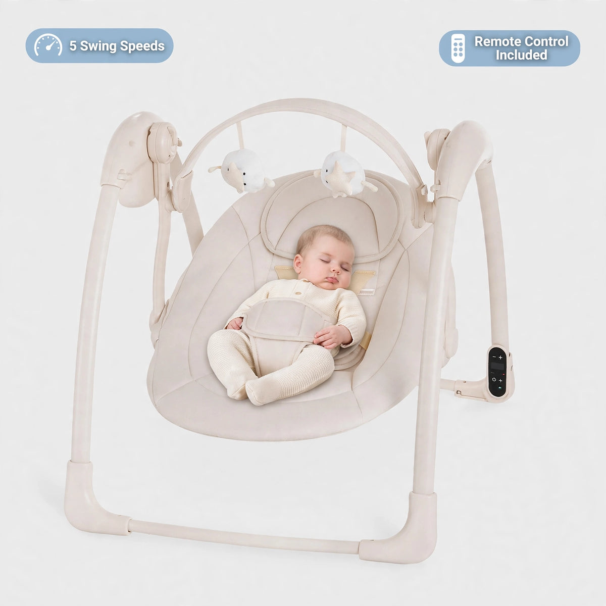 Halfri Electric Baby Swing with Remote Control β 5-Speed Rocker with M