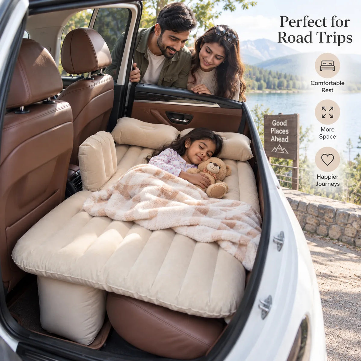 Car Back Seat Inflatable Air Mattress β Portable Travel Bed with 2 Pil - Image 6