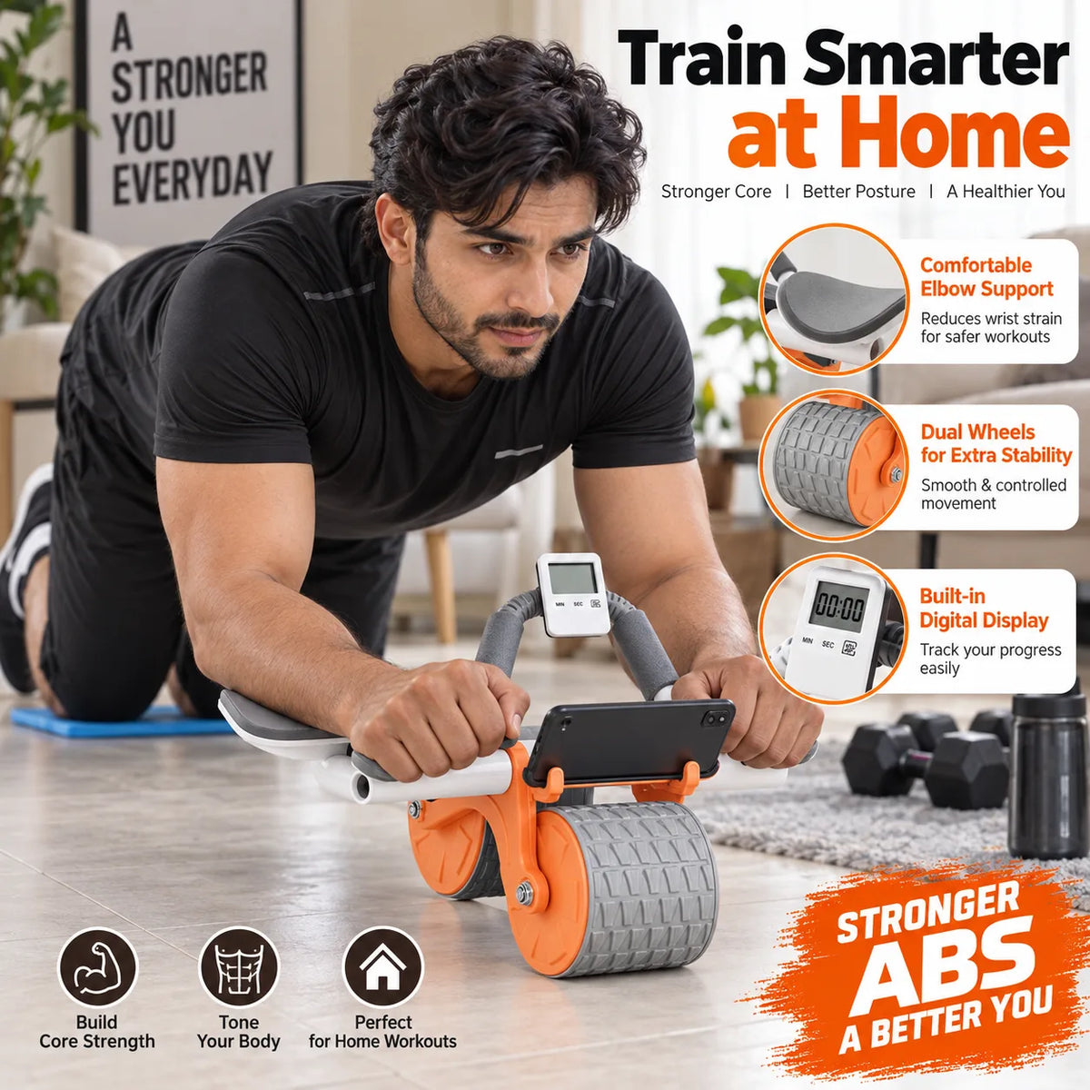 Ultimate Ab Roller Wheel for Core Strength – Dual Wheel Abdominal Exer