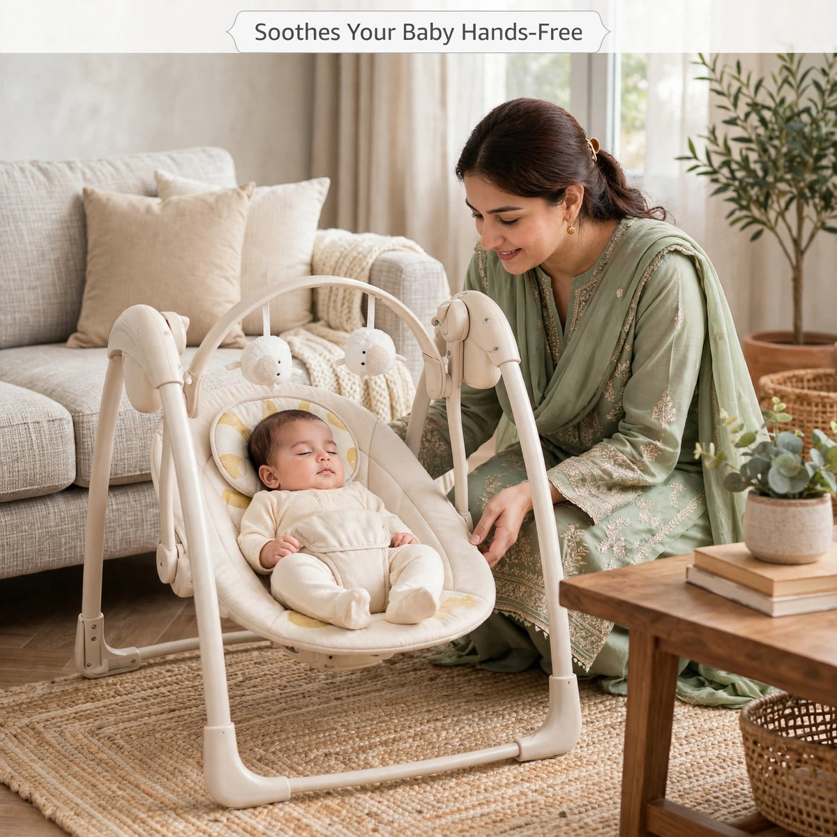 Halfri Electric Baby Swing with Remote Control β 5-Speed Rocker with M - Image 2