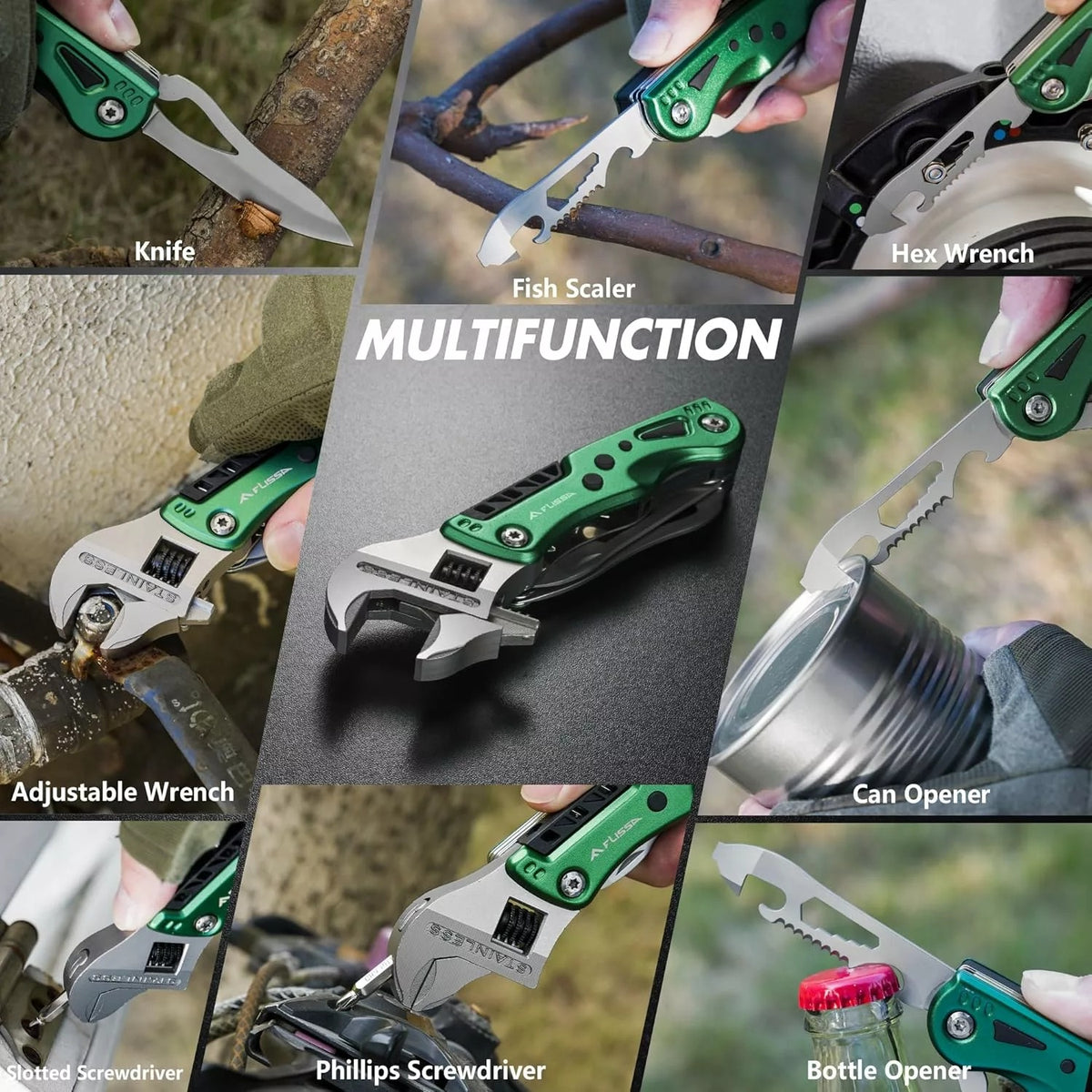 2-in-1 Folding Adjustable Wrench with Knife – Portable Multi-Tool with - Image 3