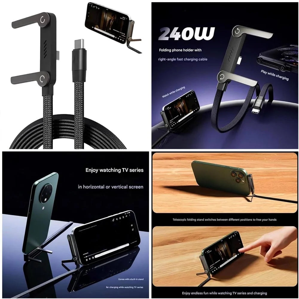 The Viral 240W Type C to C Cable with 360 Degree Aluminum Stand
