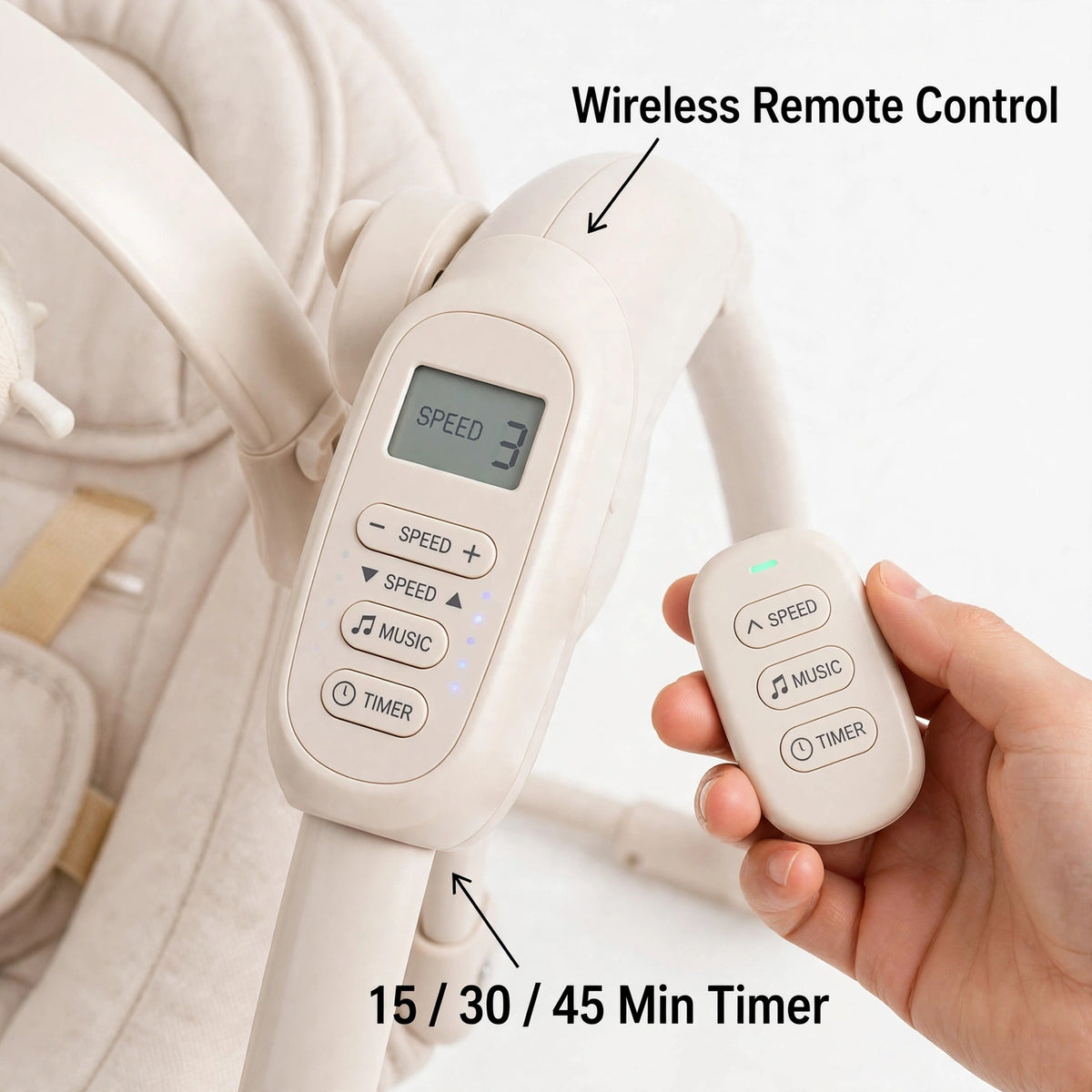 Halfri Electric Baby Swing with Remote Control β 5-Speed Rocker with M - Image 3