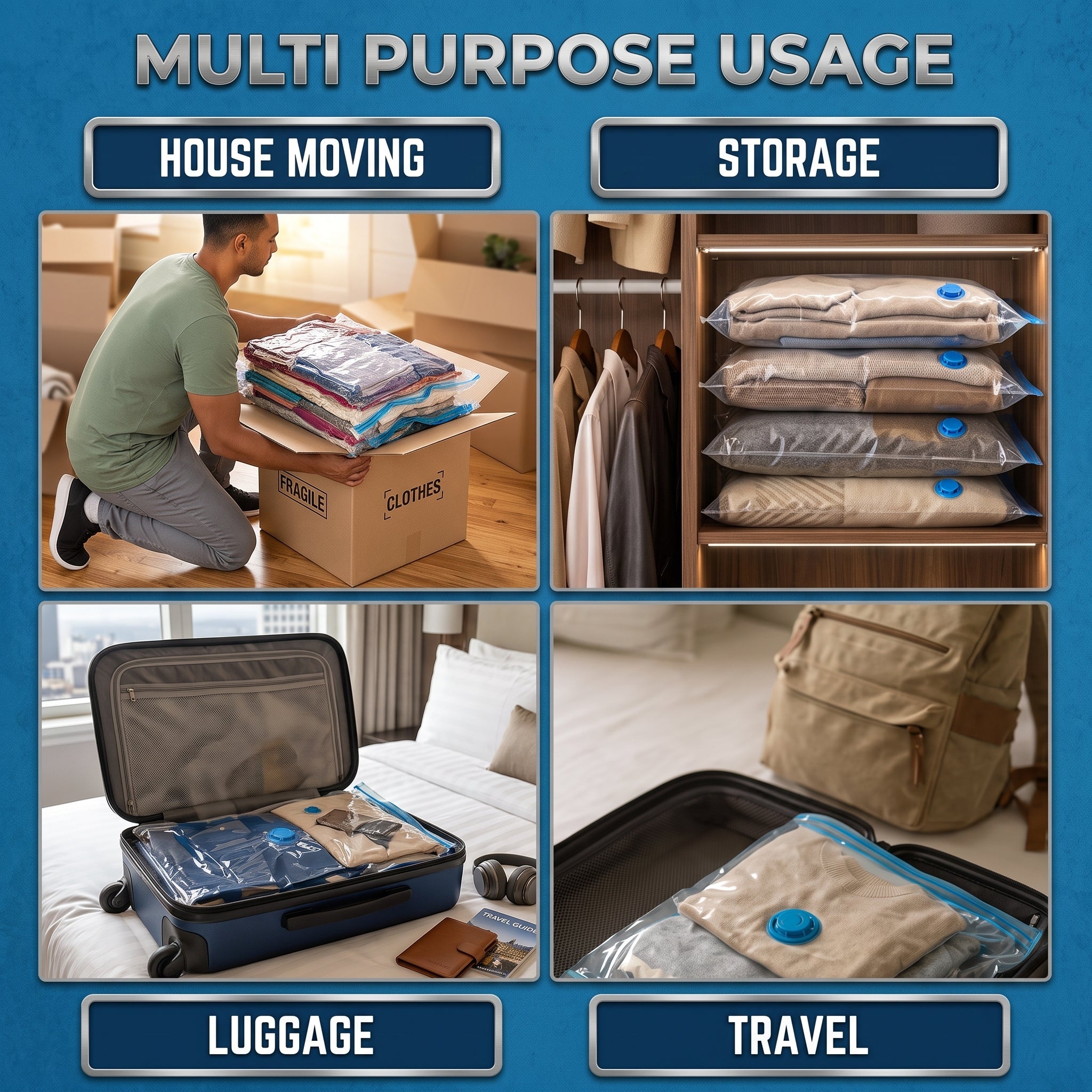 5-Pack Vacuum Storage Bags with a Hand Pump
