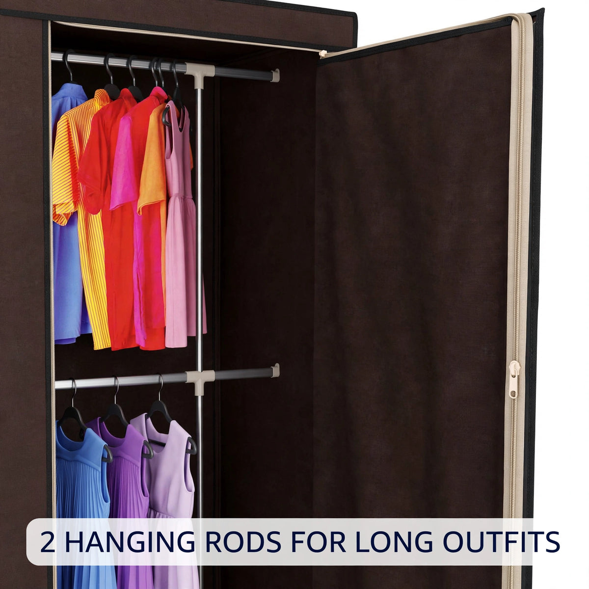 Halfri Extra-Large 3-Door Fabric Storage Wardrobe – 130cm Portable Clo - Image 4
