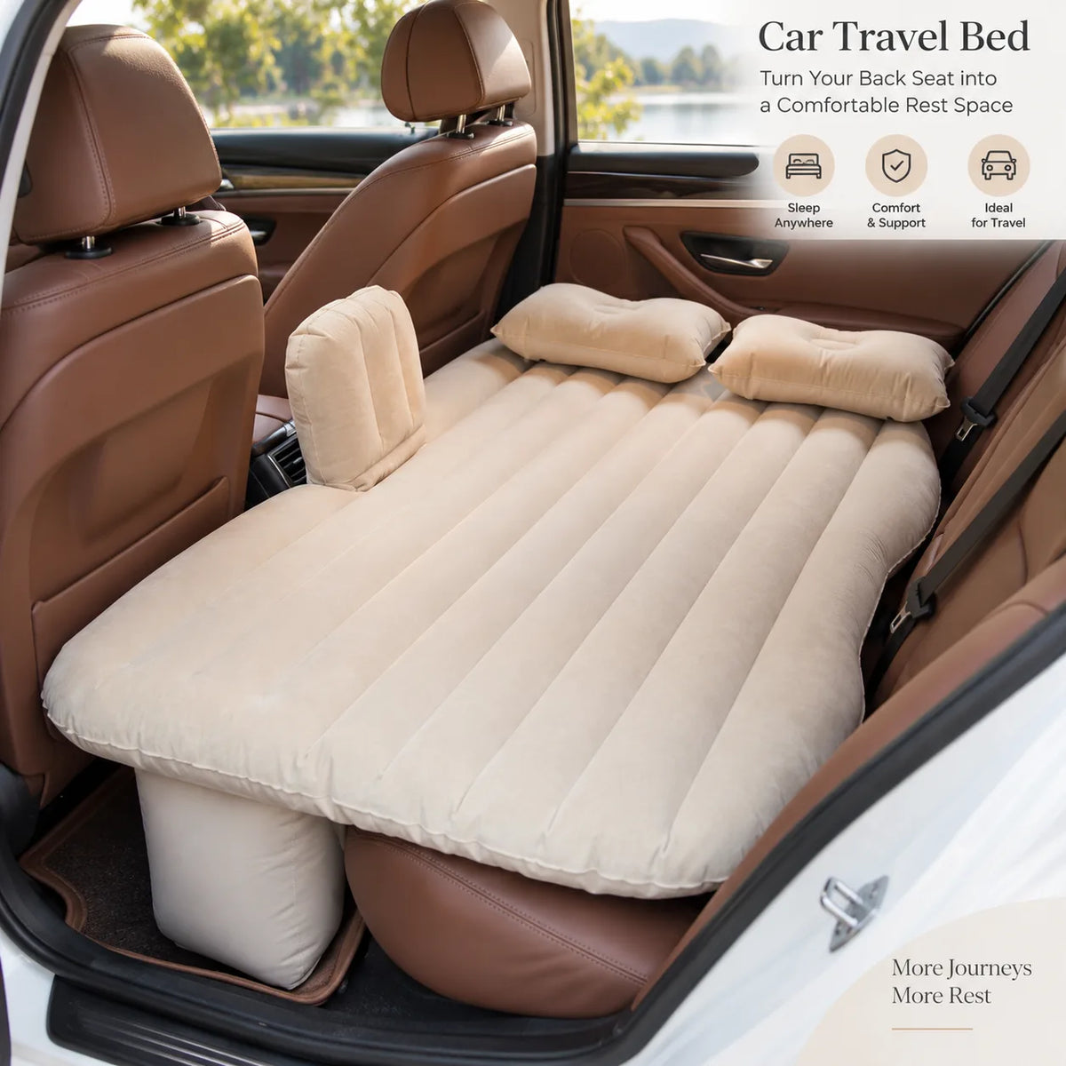 Car Back Seat Inflatable Air Mattress β Portable Travel Bed with 2 Pil - Image 4