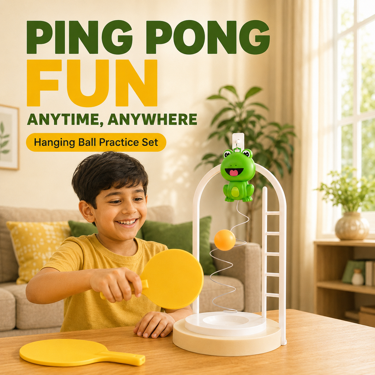Kids Hanging Ball Table Tennis Set – Indoor Ping Pong Practice Game