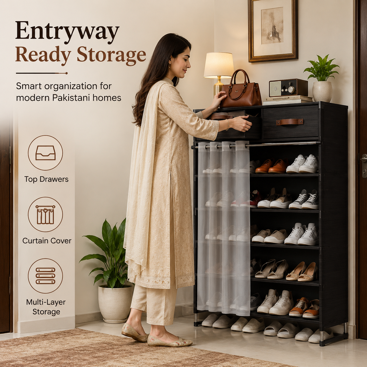 Premium Dustproof Shoe Rack Organizer with Drawers