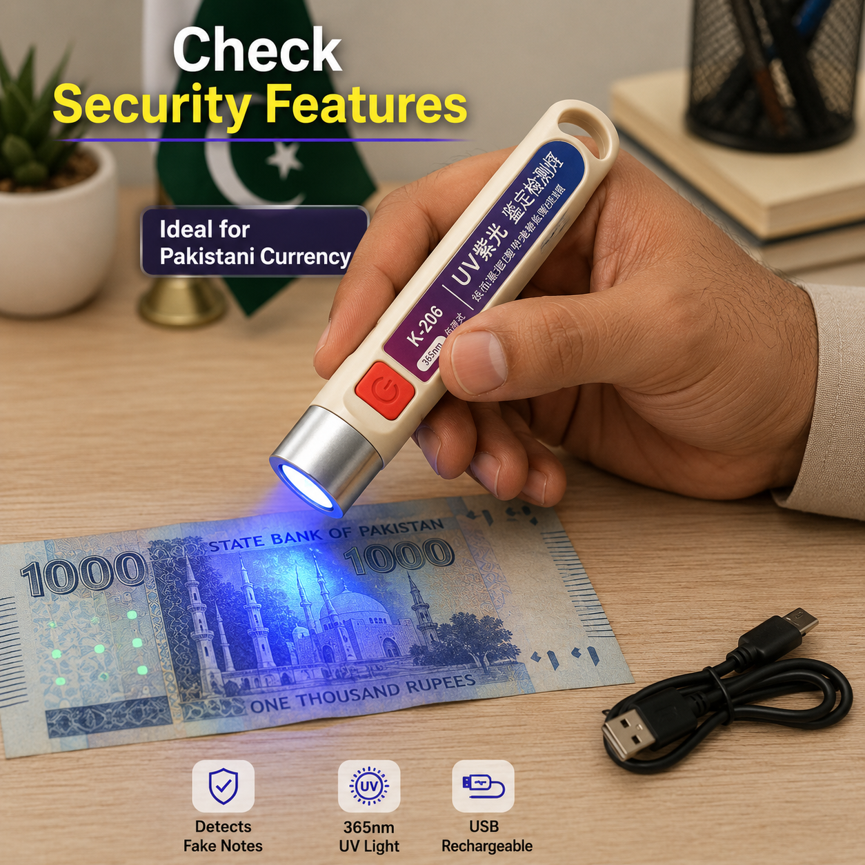 Handheld UV Note Checking Light