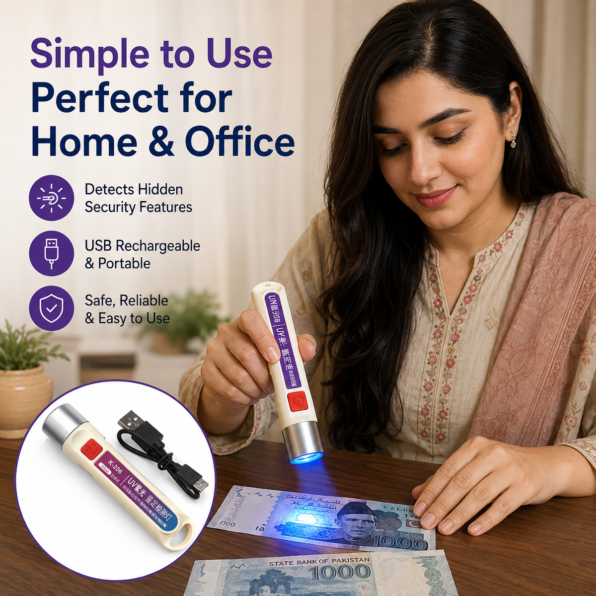 Handheld UV Note Checking Light