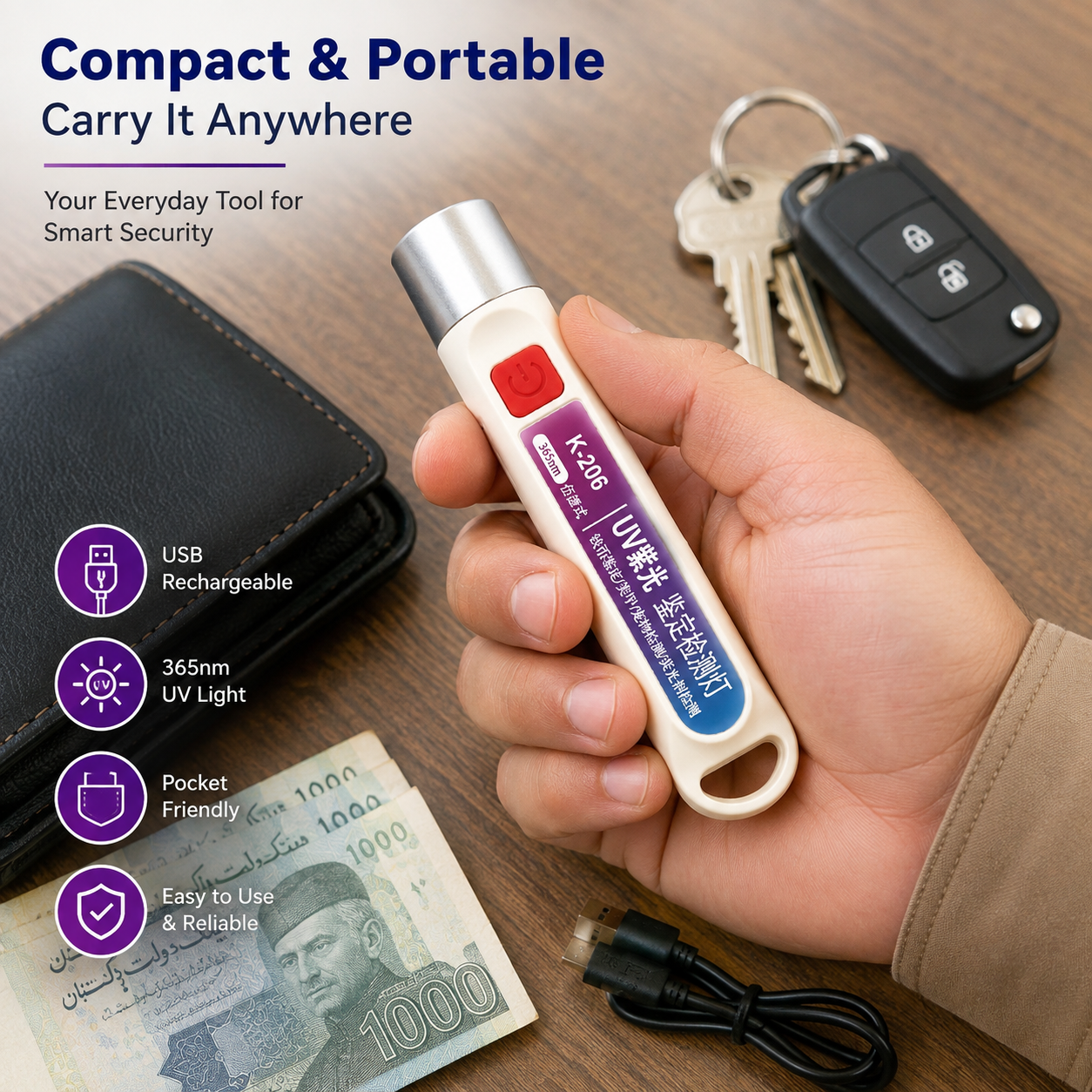 Handheld UV Note Checking Light