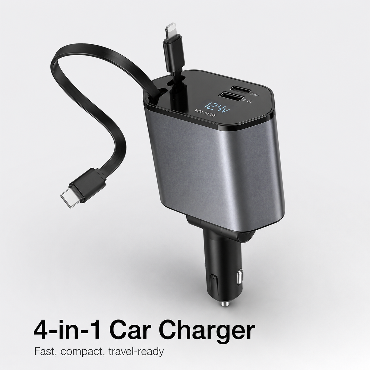 4 IN 1 Retractable Super Fast Car Phone Charger