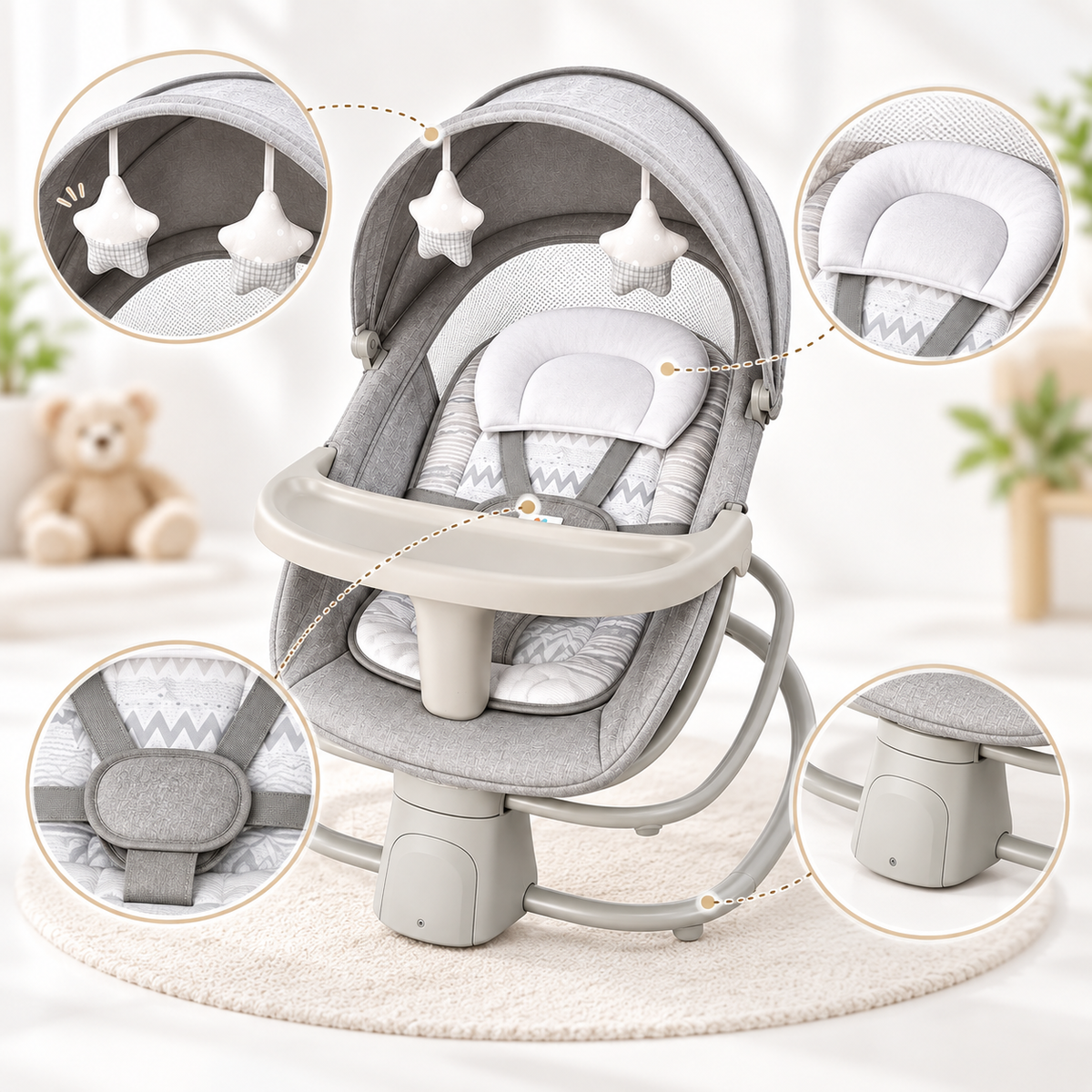 4-in-1 Deluxe Multi-Functional Bassinet & Swing