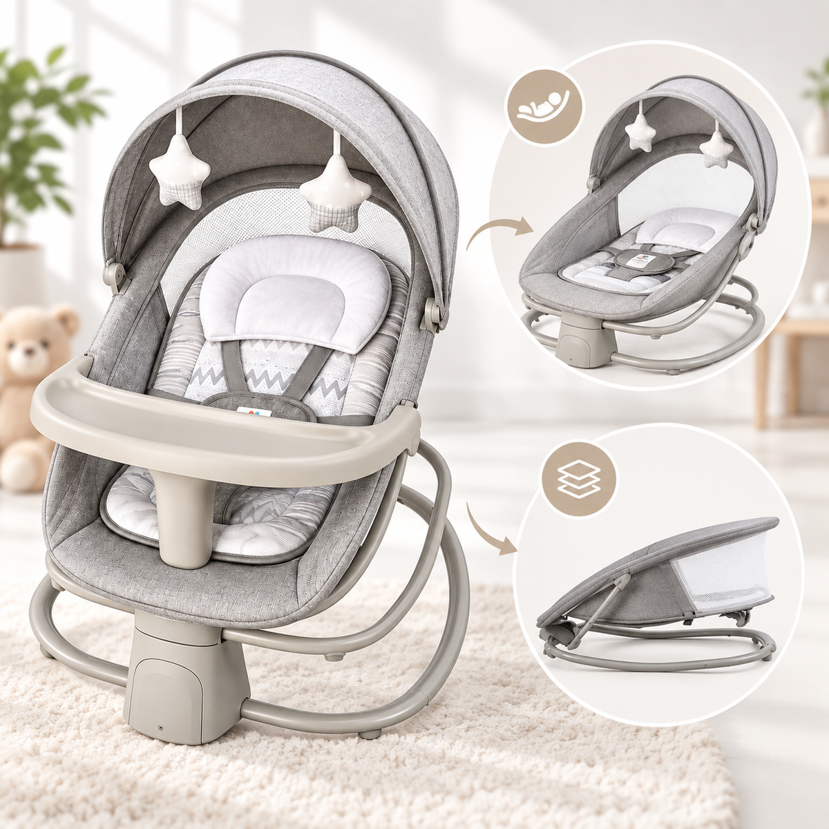 4-in-1 Deluxe Multi-Functional Bassinet & Swing