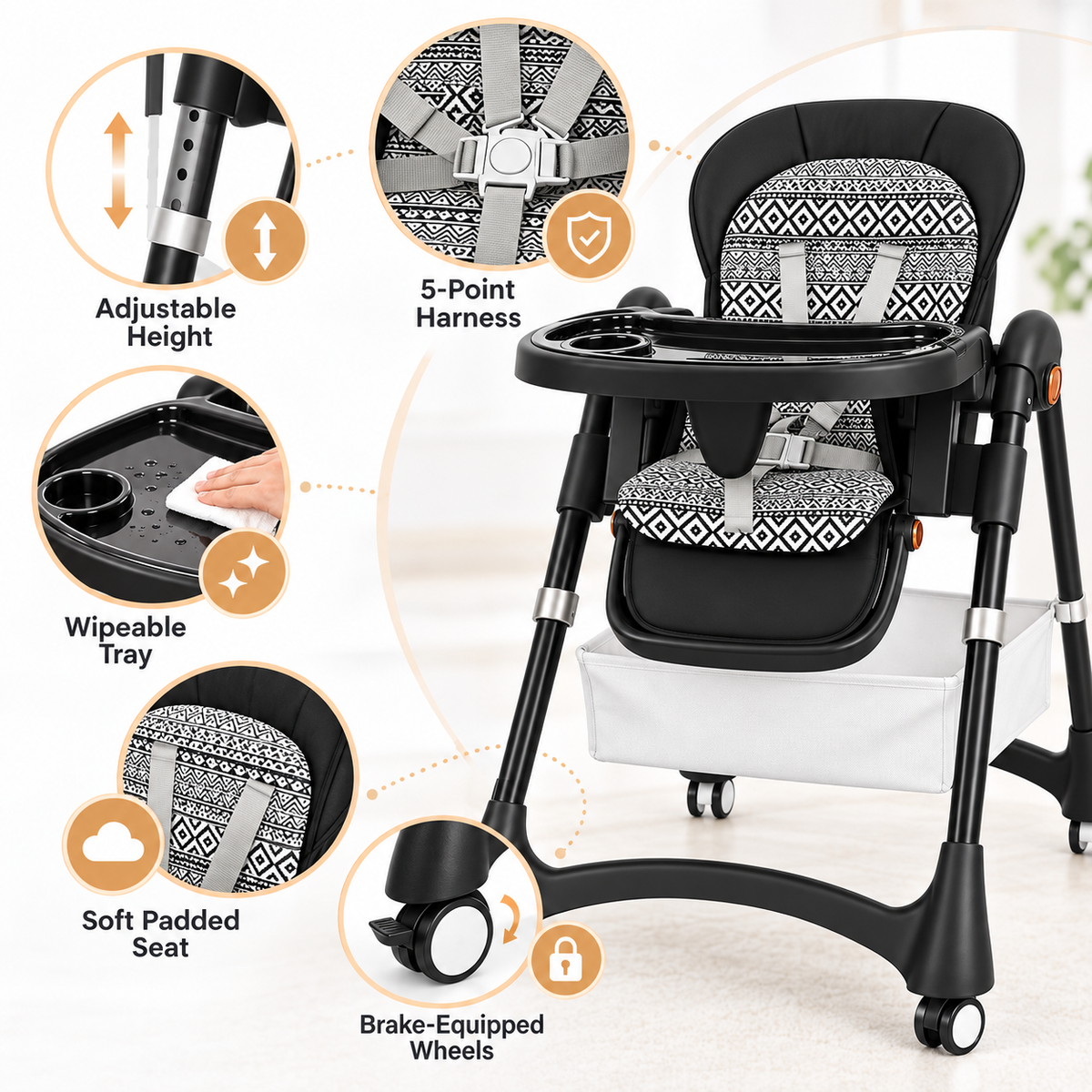 Multifunctional Baby Feeding Highchair - Image 3