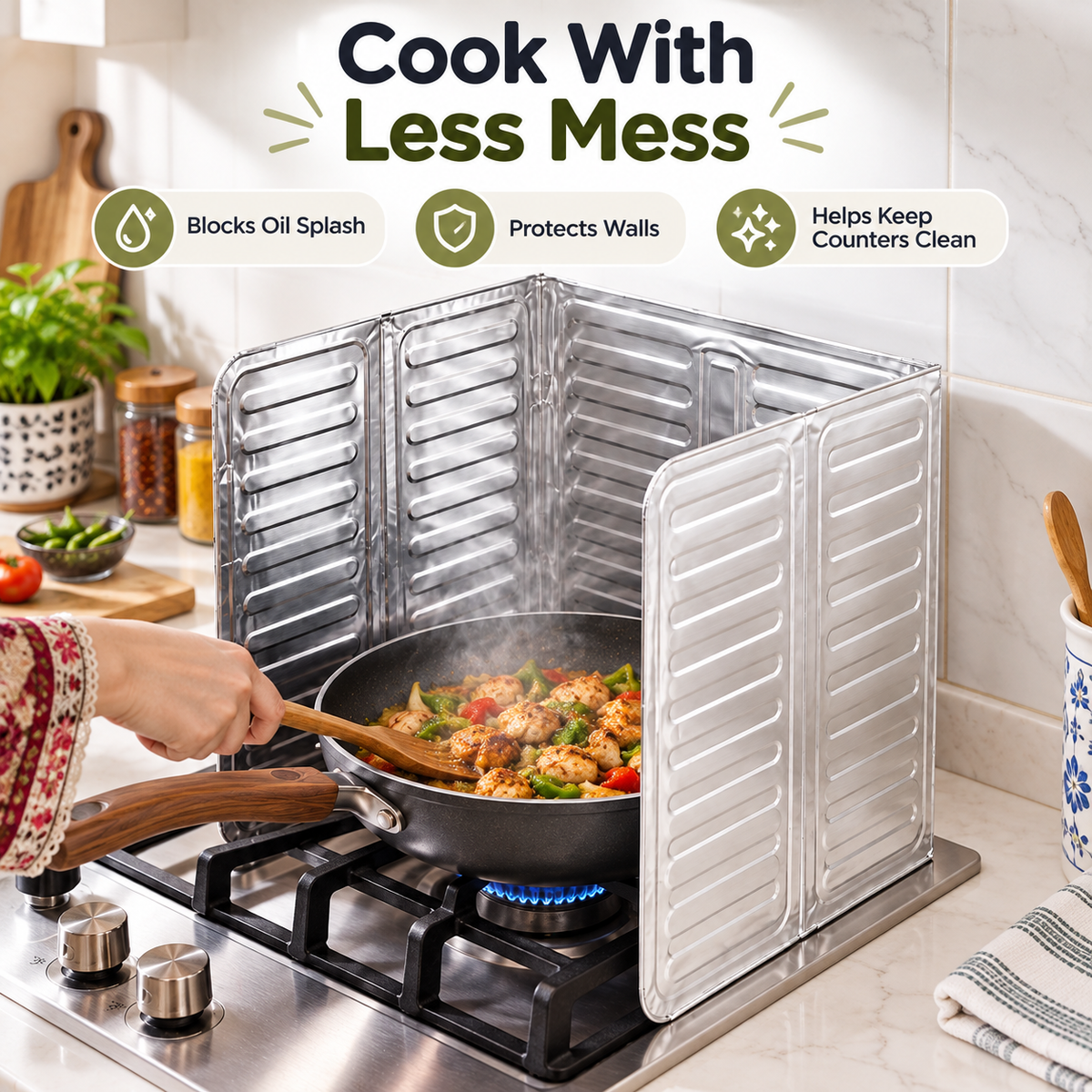 Foldable Oil Splatter Guard – Blocks Oil Splashes While Frying - Image 7