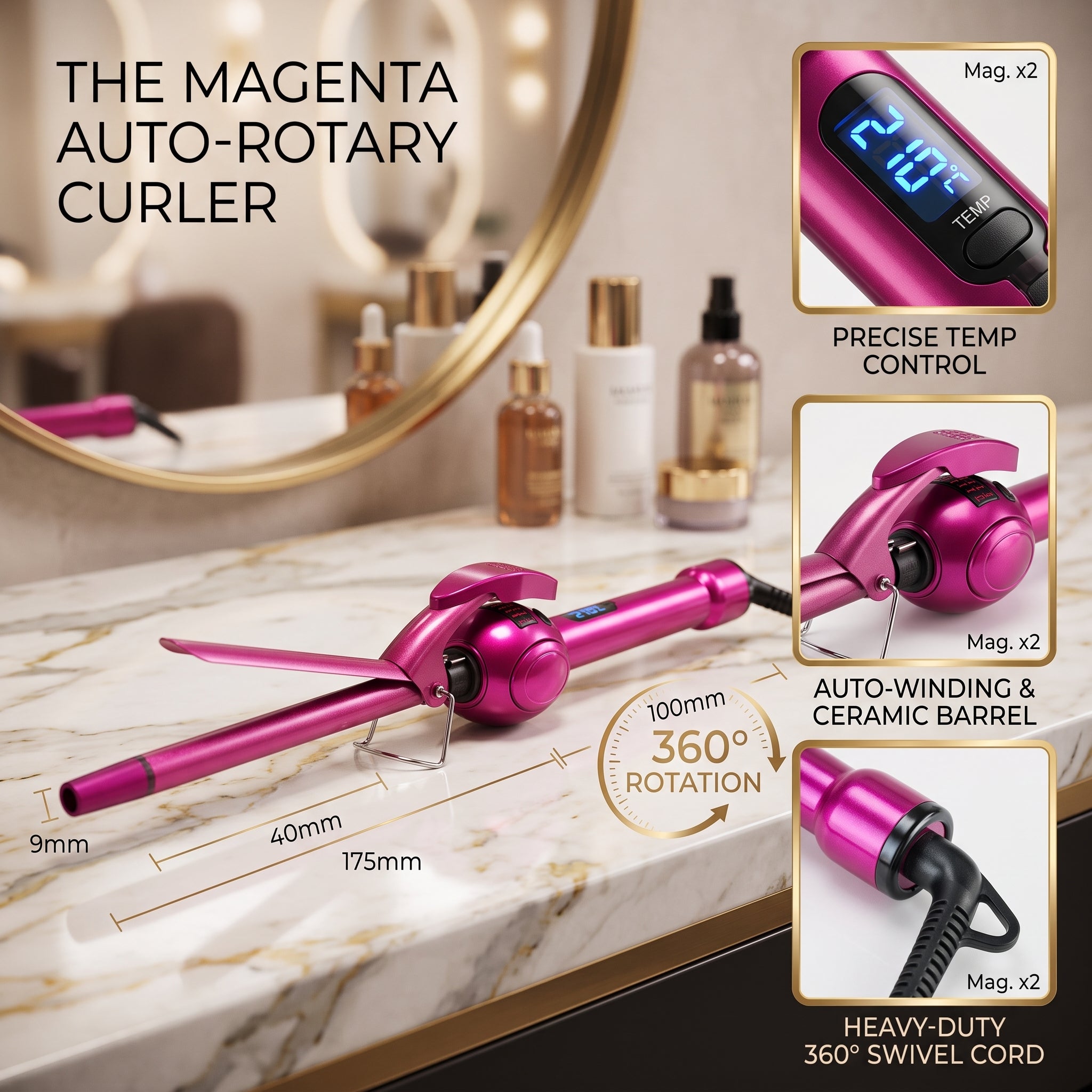 9mm Hair Curling Irons Magic Curling Wand Tool Hair Curler Electrical Hair Curly Small Volume Hairdressing