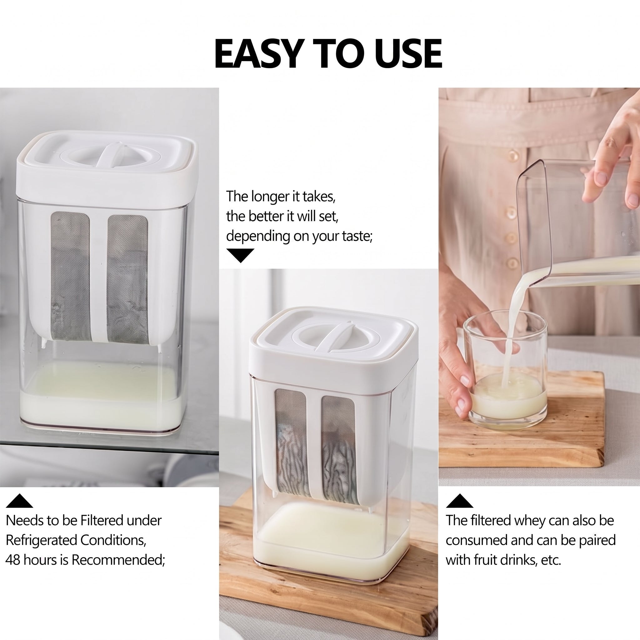 Multi-Purpose Greek Yogurt Maker Hung Curd Strainer Box with Mesh Filter