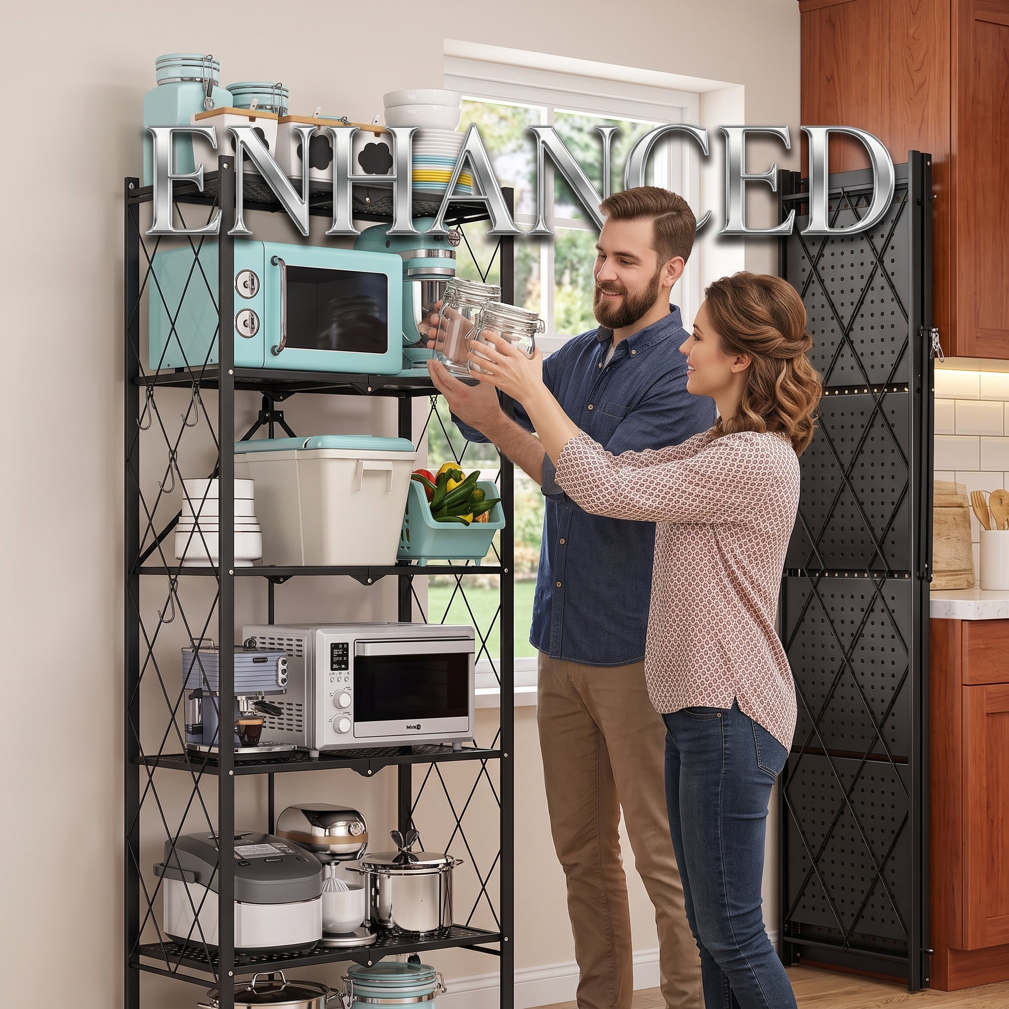 5-Tier Foldable Storage Rack with Wheels