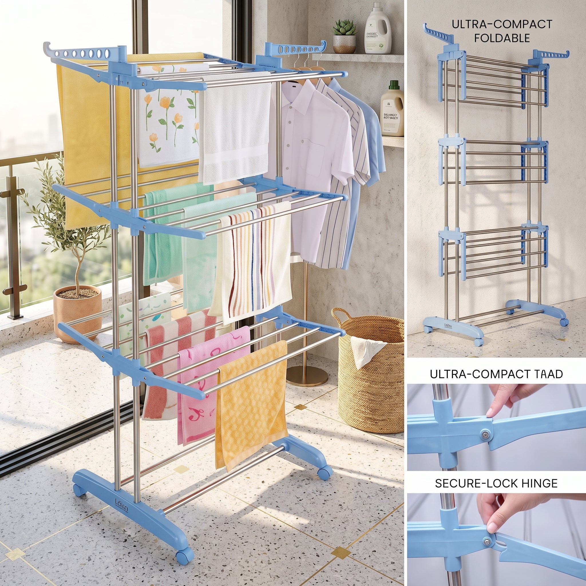 3-Tier Foldable Clothes Drying Rack
