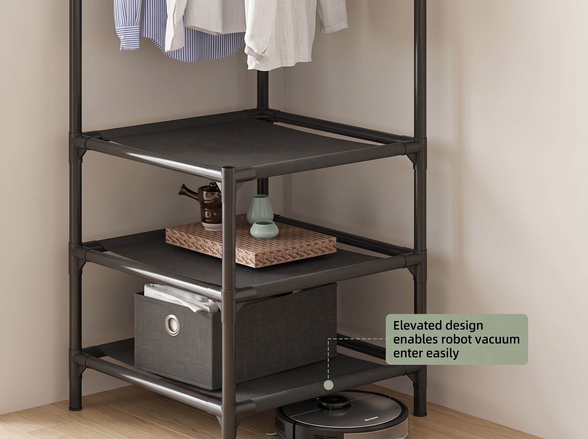 Corner Coat Rack Floor Standing Clothes Hanger Multilayer Coats Racks