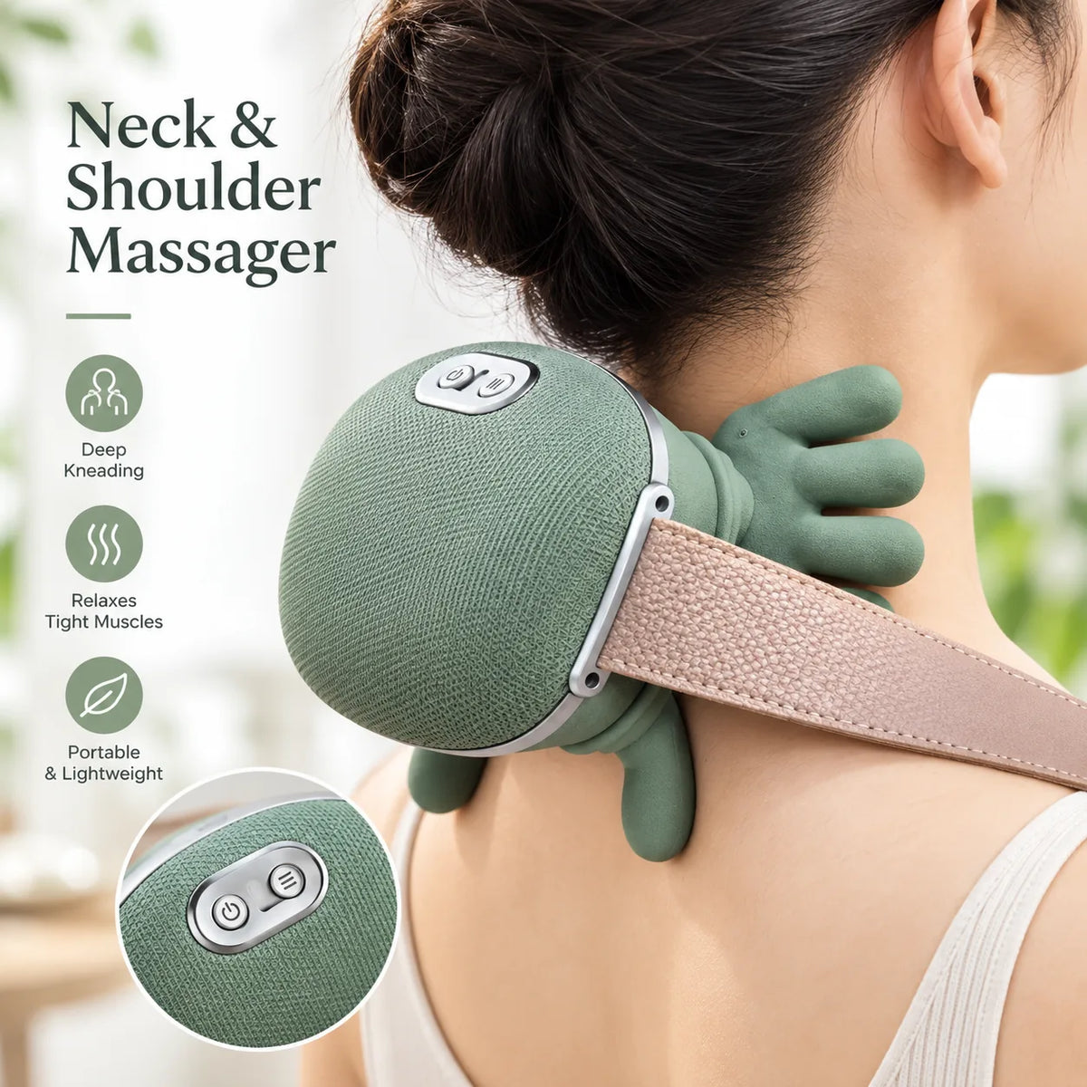 Hands-Free Deep Tissue Neck Massager – Hand-Like Kneading Nodes for Ne