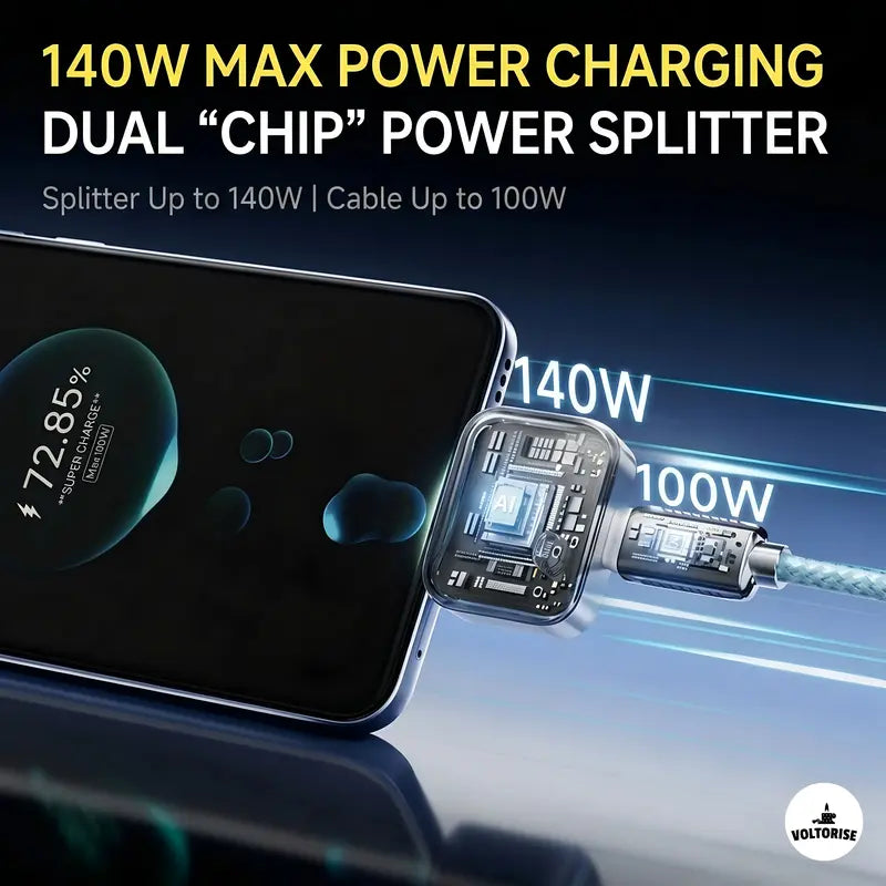140W Fast Charging Automatic Pop-off Charging Disconnector Type-C, Smart Auto Stop Charging Adapter