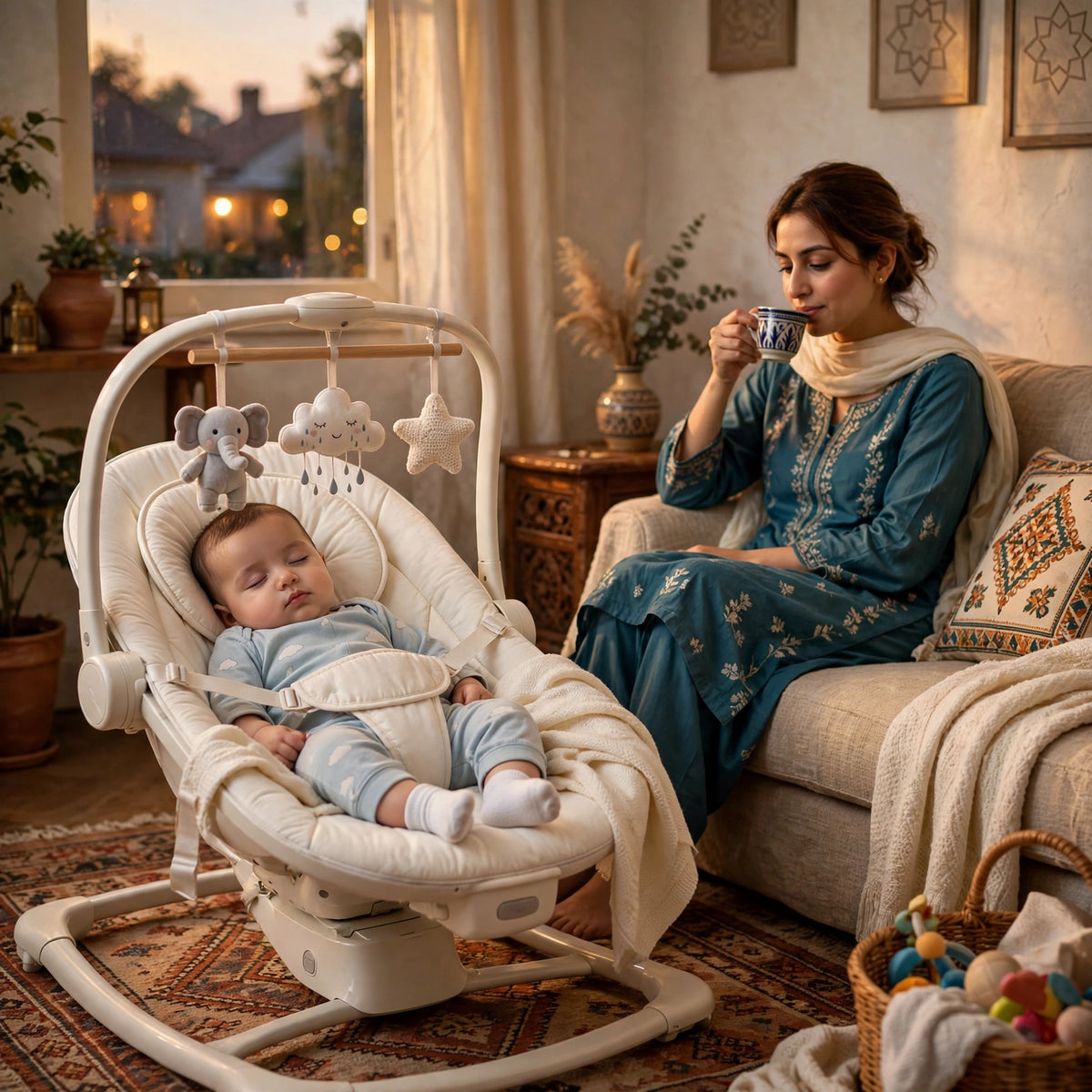 Halfri Electric Baby Swing with Remote Control β 5-Speed Rocker with M - Image 7