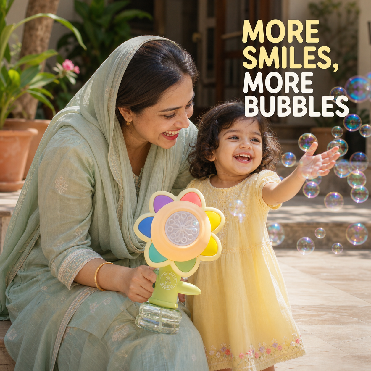 Sunflower Bubble Machine for Kids – Automatic Light-Up Bubble Maker