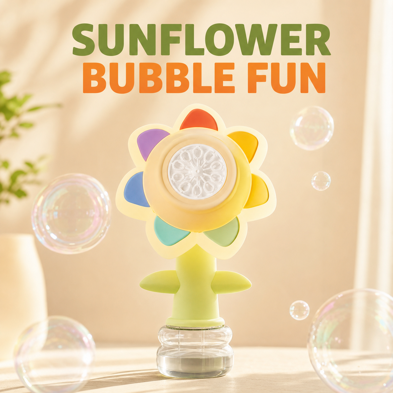 Sunflower Bubble Machine for Kids – Automatic Light-Up Bubble Maker