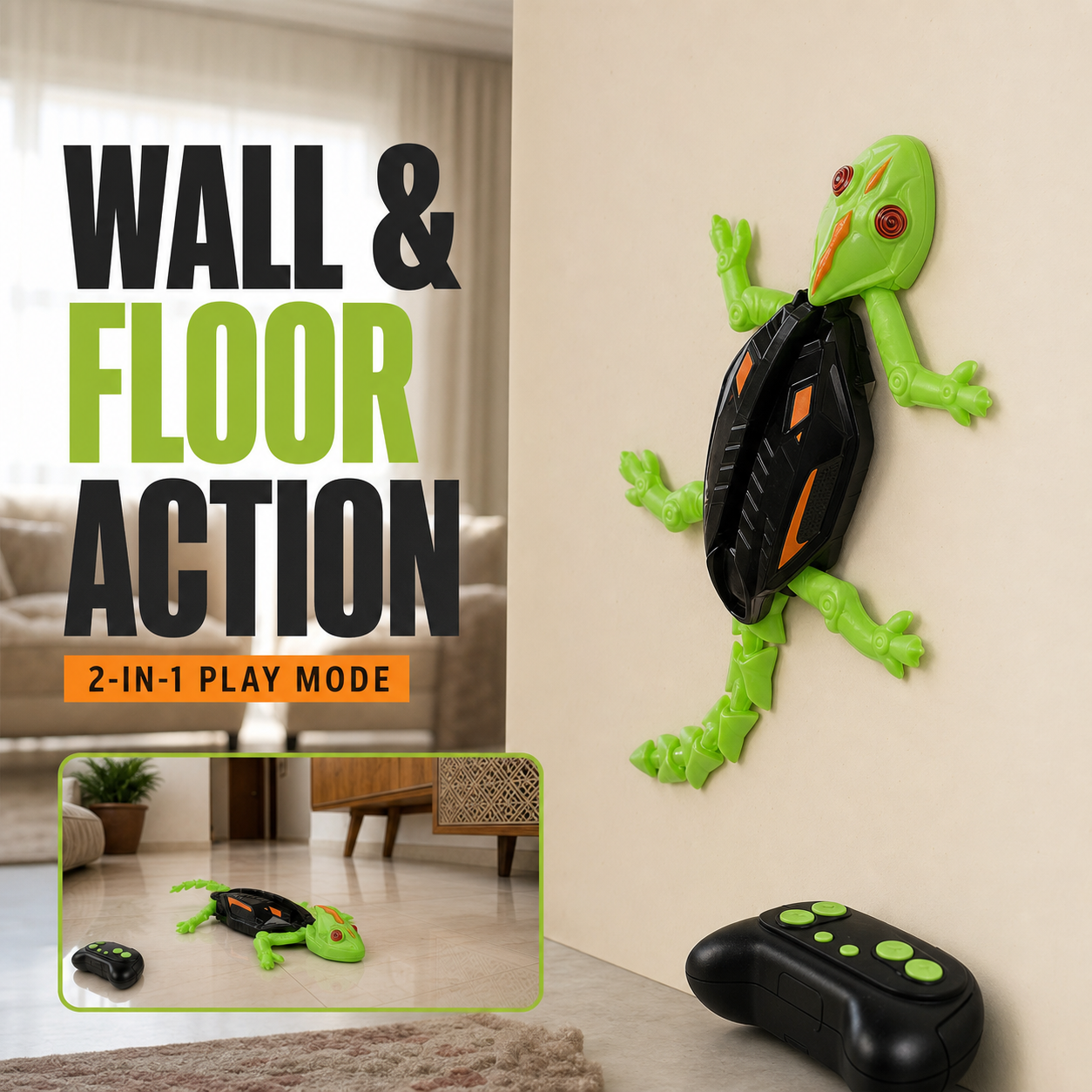 Remote Control Wall Climbing Lizard Toy – 2-in-1 RC Gecko