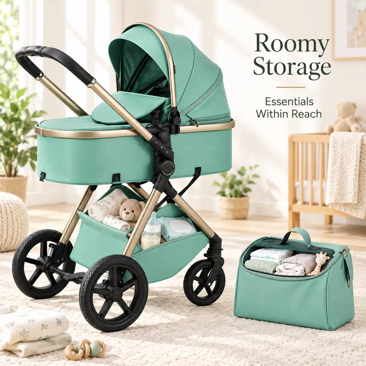 Halfri Luxury 2-in-1 Baby Stroller β Newborn Bassinet to Toddler Seat - Image 6