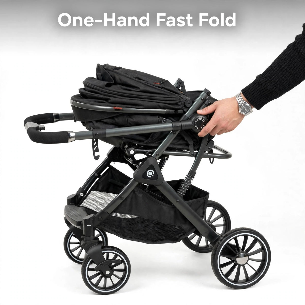Halfri Premium Baby Stroller – One-Hand Fold, Reversible Handle & Lie- - Image 3