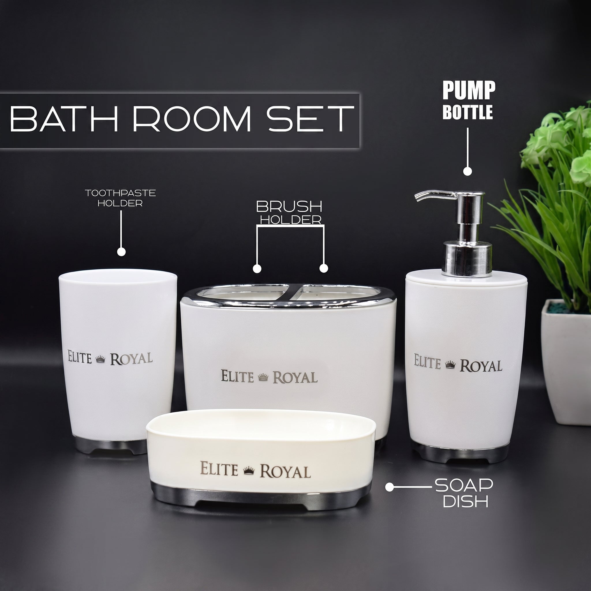 Elite Royal 4-Piece Bathroom Accessory Set