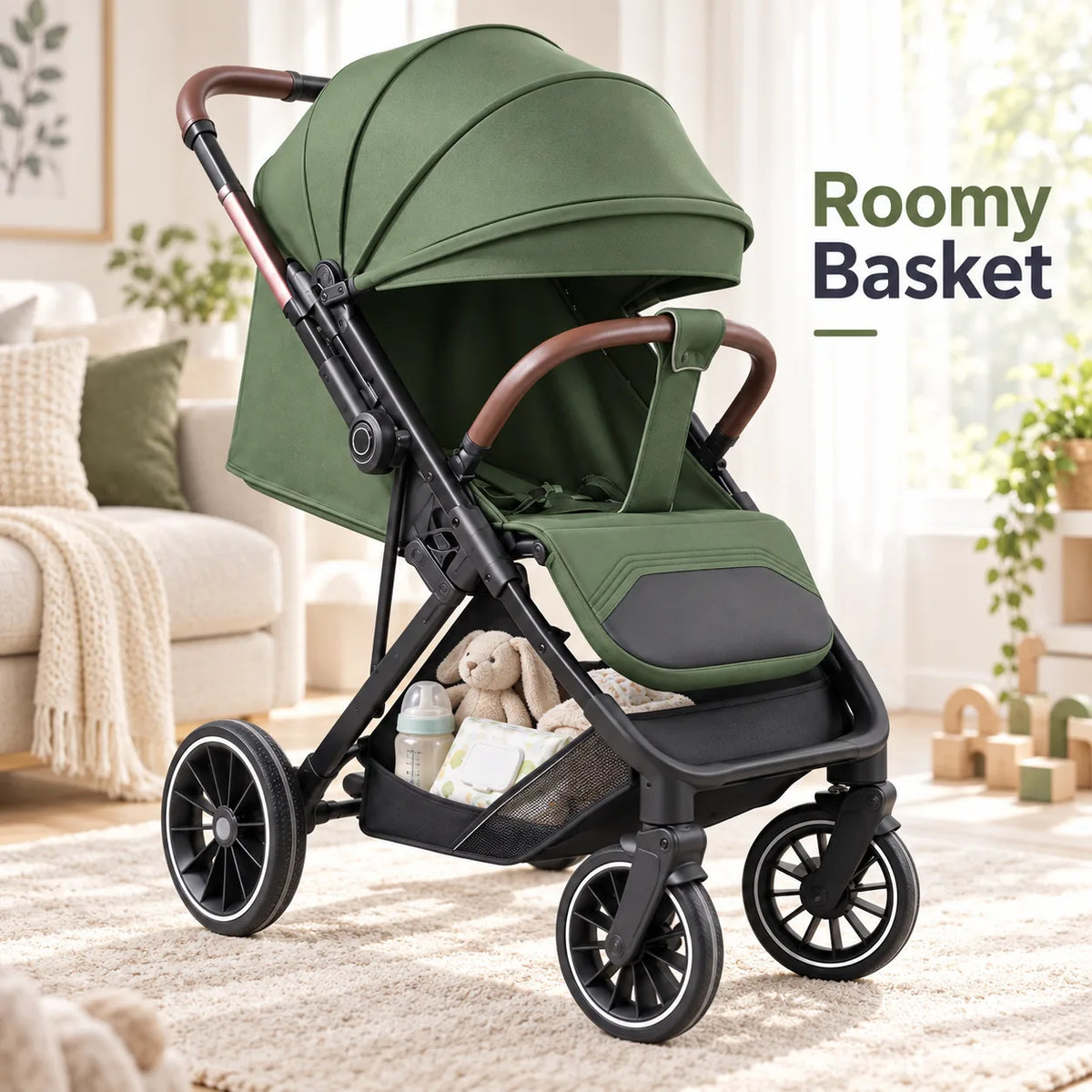 Halfri Luxury Foldable Baby Stroller – Premium Pram with Leather Handl - Image 5