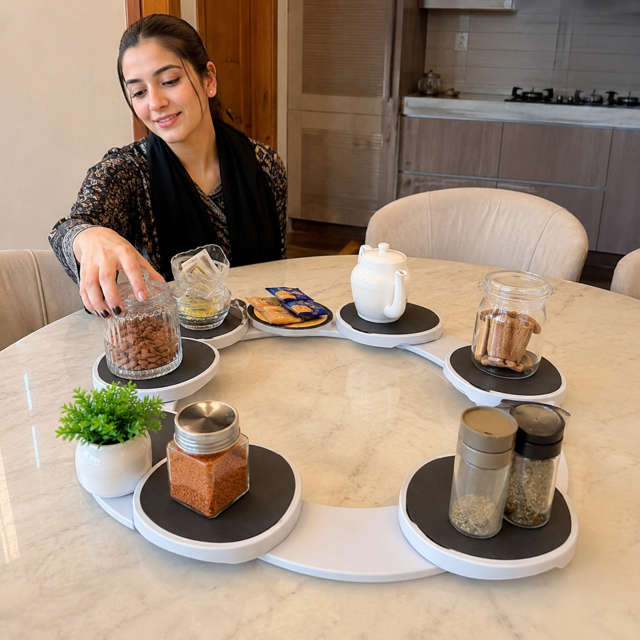Expandable Lazy Susan Turntable for Dining Table