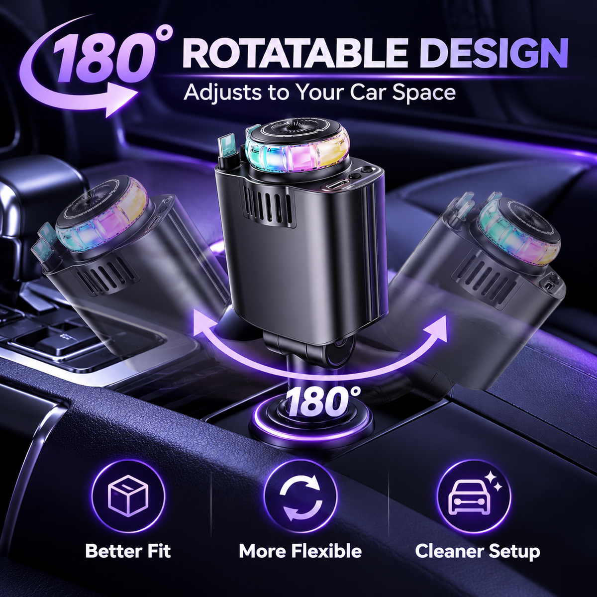 5-in-1 Car Charger & Aroma Diffuser – 69W Fast Charging with Retractab - Image 6