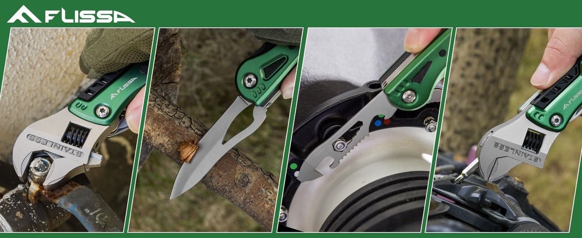 2-in-1 Folding Adjustable Wrench with Knife – Portable Multi-Tool with - Image 8