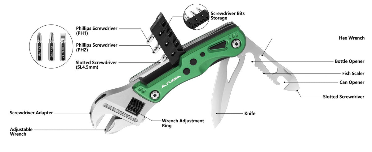 2-in-1 Folding Adjustable Wrench with Knife – Portable Multi-Tool with - Image 9