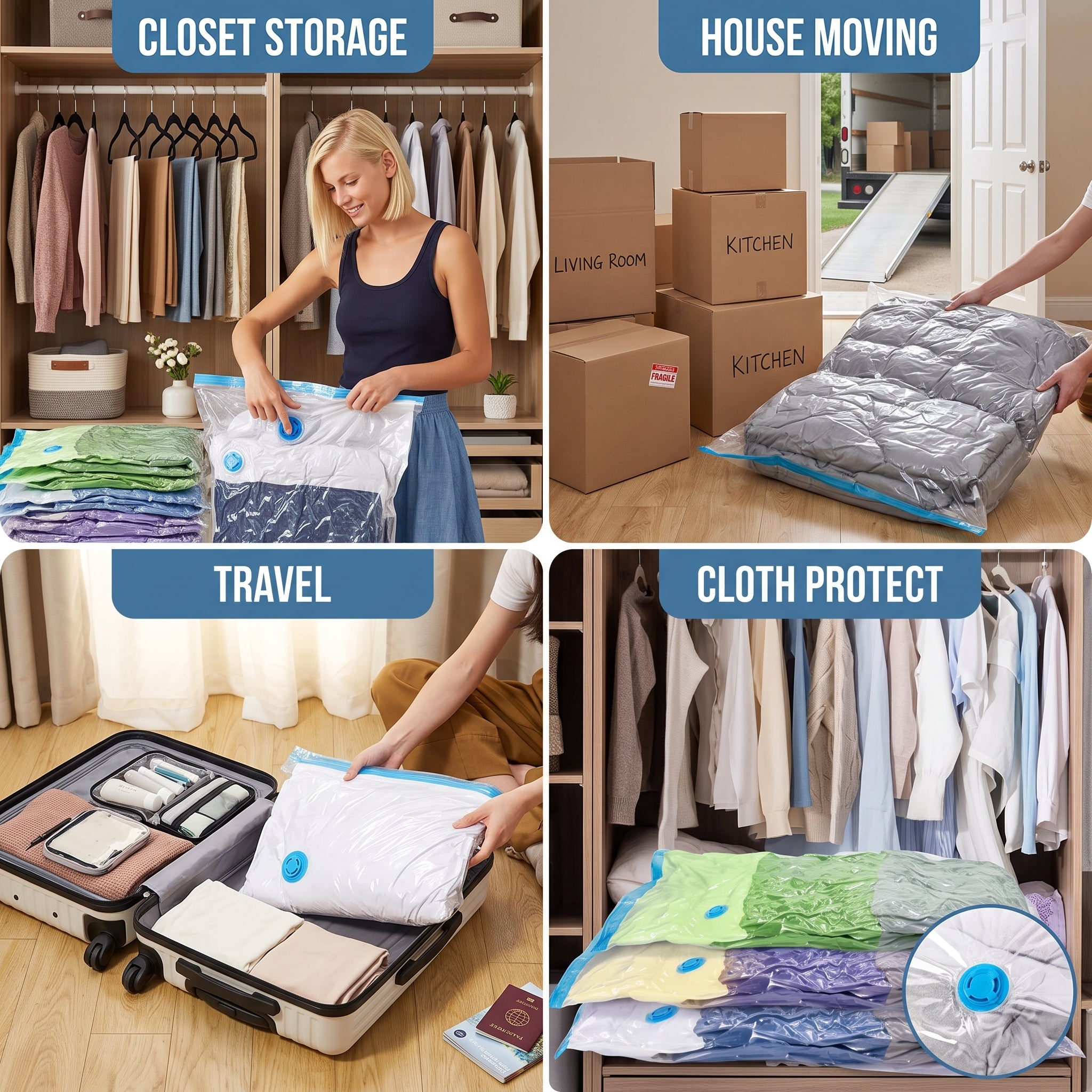 5-Pack Vacuum Storage Bags with a Hand Pump