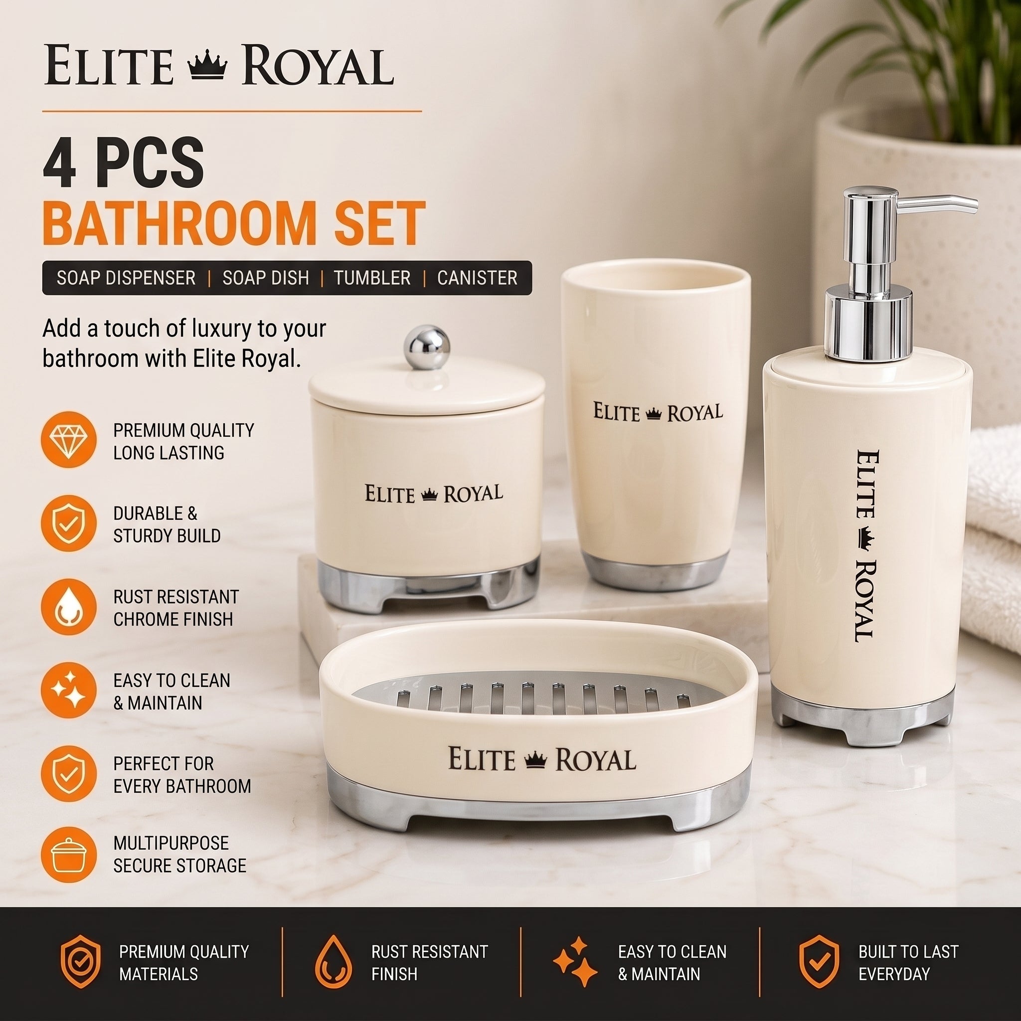 Elite Royal 4-Piece Bathroom Accessory Set