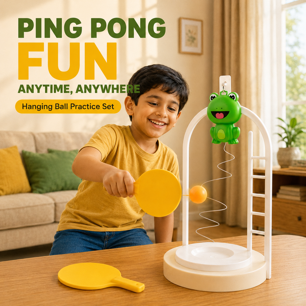 Kids Hanging Ball Table Tennis Set – Indoor Ping Pong Practice Game