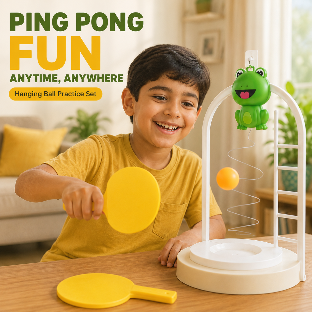 Kids Hanging Ball Table Tennis Set – Indoor Ping Pong Practice Game