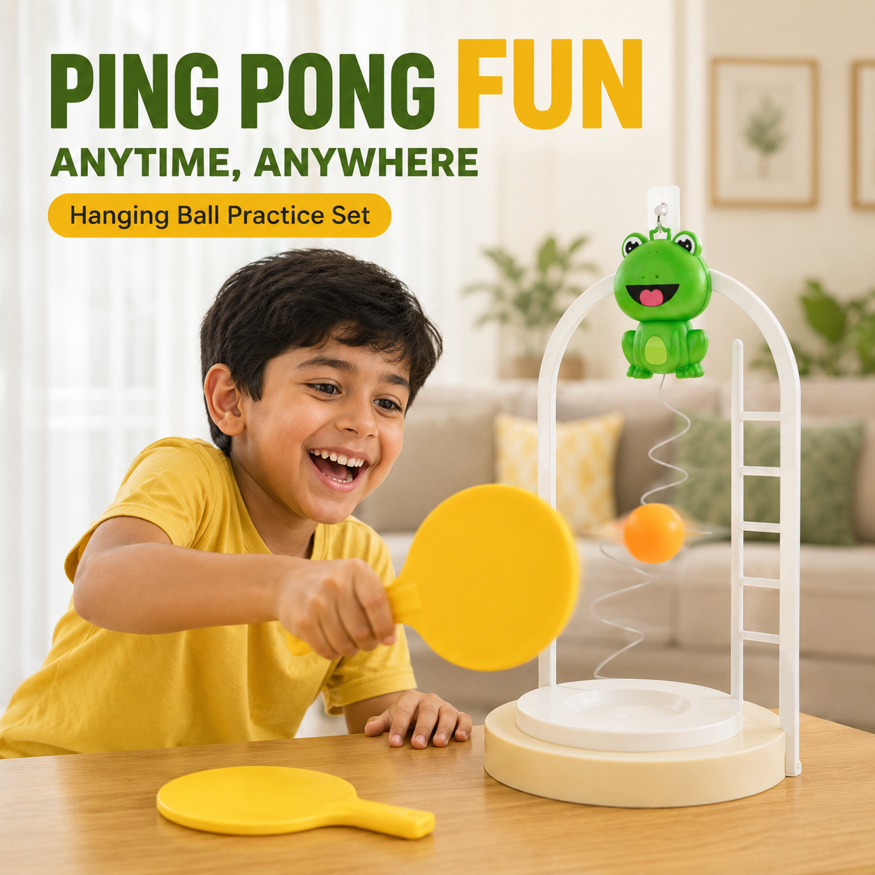 Kids Hanging Ball Table Tennis Set – Indoor Ping Pong Practice Game