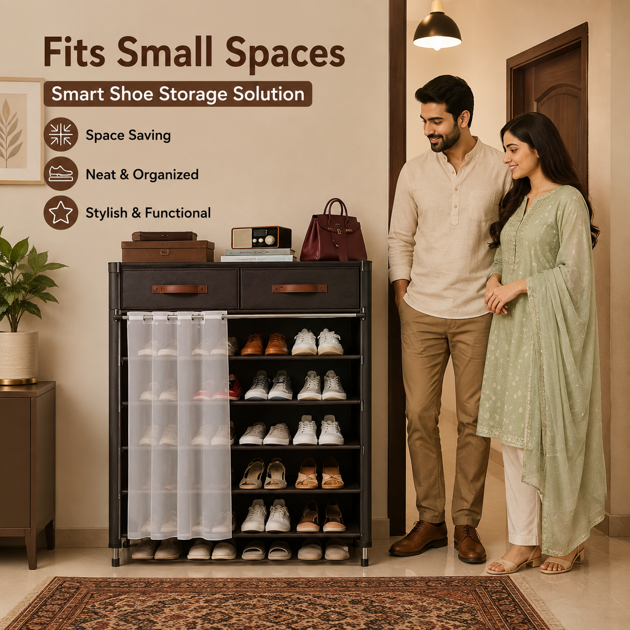 Premium Dustproof Shoe Rack Organizer with Drawers