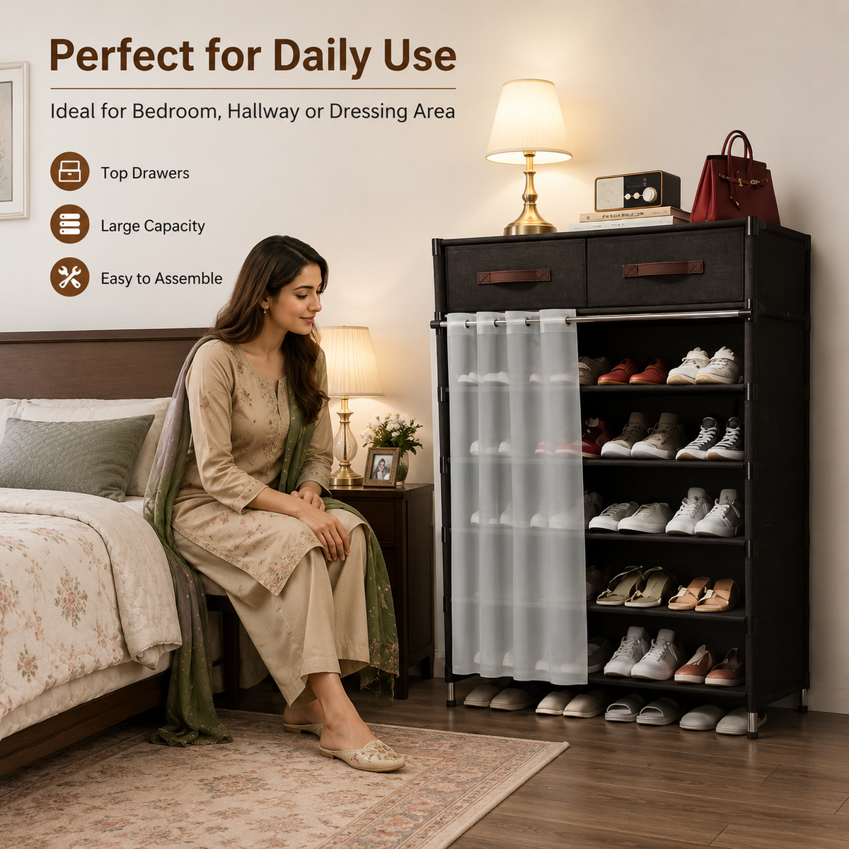 Premium Dustproof Shoe Rack Organizer with Drawers