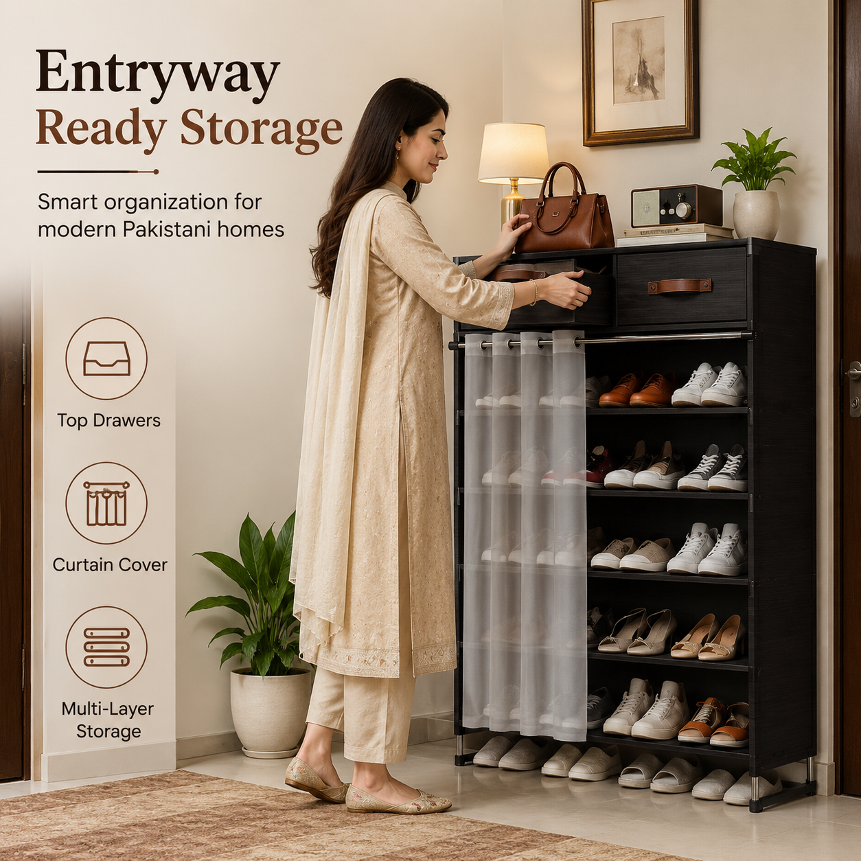 Premium Dustproof Shoe Rack Organizer with Drawers