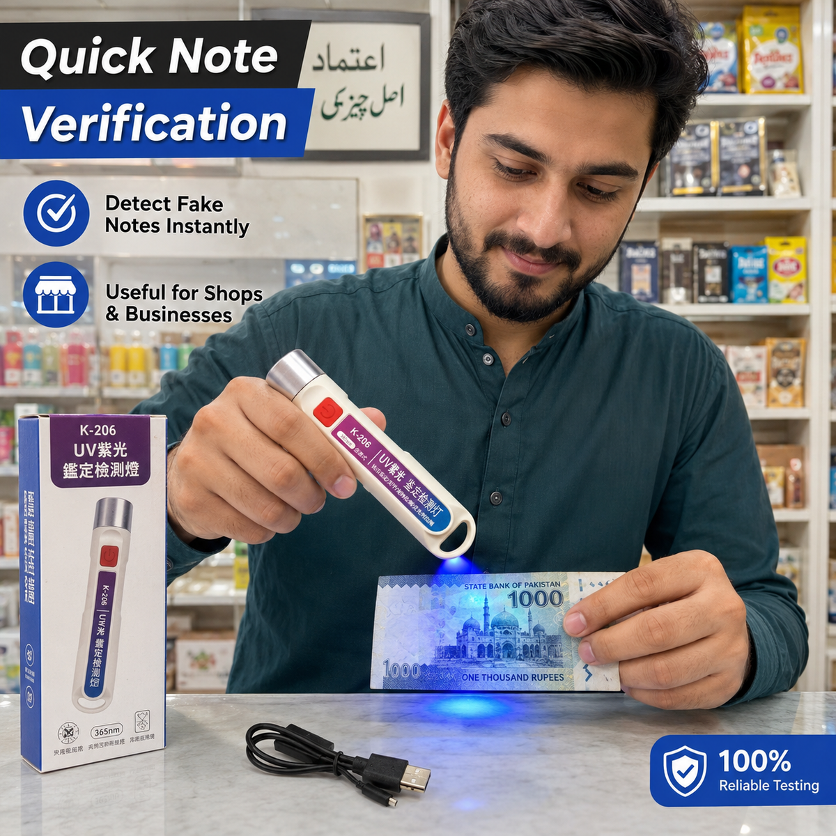 Handheld UV Note Checking Light