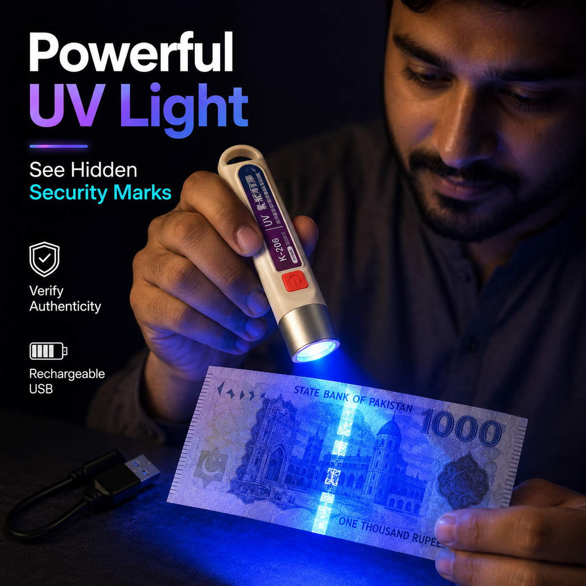 Handheld UV Note Checking Light